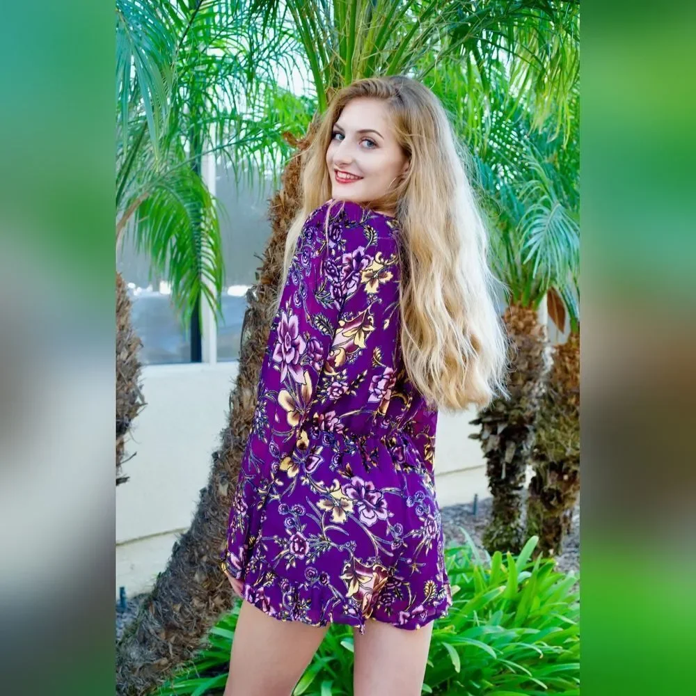 Honey Punch Velvet Burnout Romper Size M